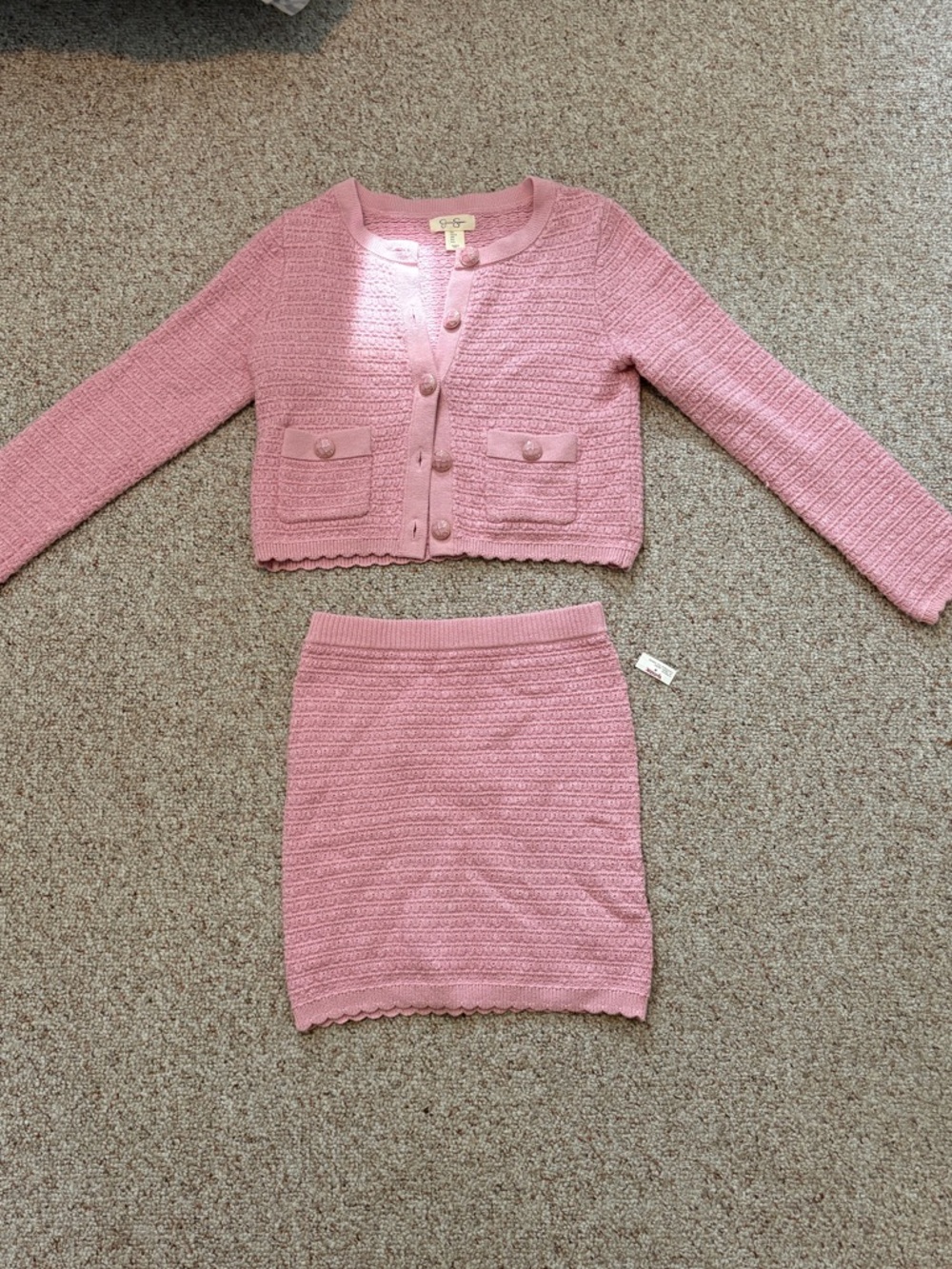 Jessica Simpson Light Pink Knit Cardigan Set